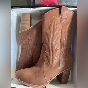 MIA Tan Heeled Western Boots